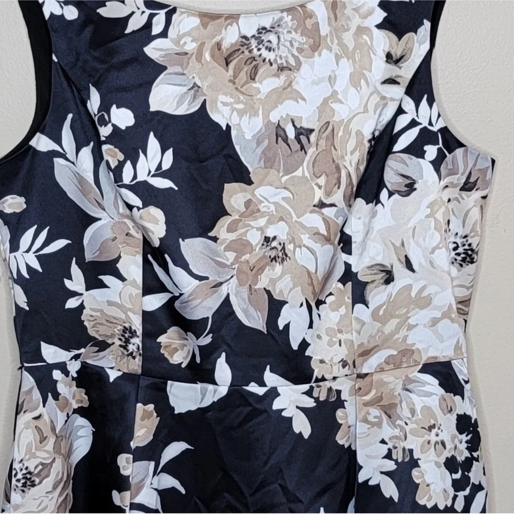 WHBM | Black Tan Cream Floral Print Dress - Picture 3 of 4